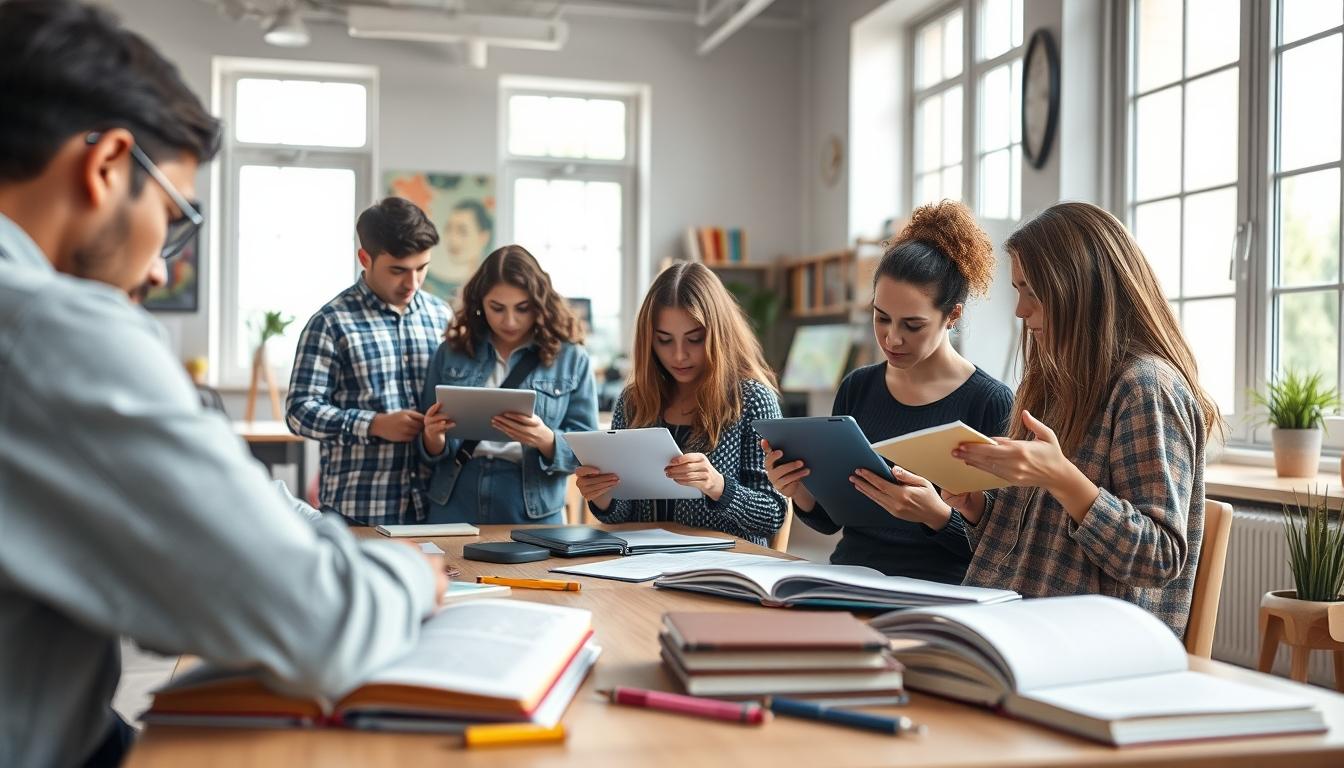 Student using learning strategies while studying